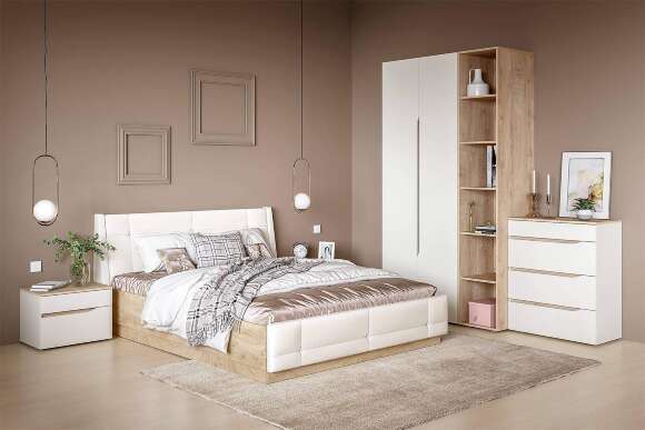 Комод Муссон 13.97, Белый шагрень, Дуб эндгрейн