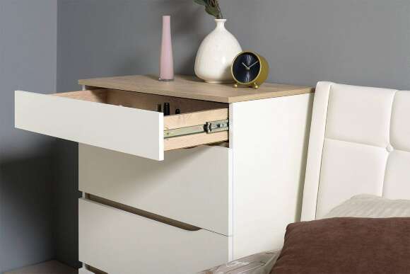 Комод Муссон 13.97, Белый шагрень, Дуб эндгрейн