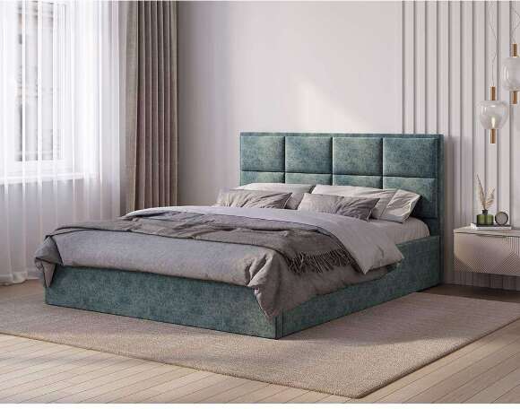 Кровать 160х200 с проложками ДСП Линда, морская волна