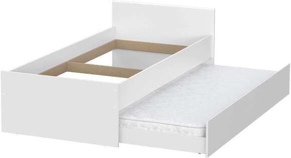 Токио кровать одинарная 0,9 с основанием и выкатной кроватью / Белый текстурный