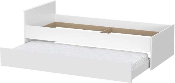 Токио кровать одинарная 0,9 с основанием и выкатной кроватью / Белый текстурный