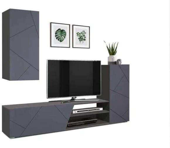 Стенка Прага-6 Диамант серый/Софт графит