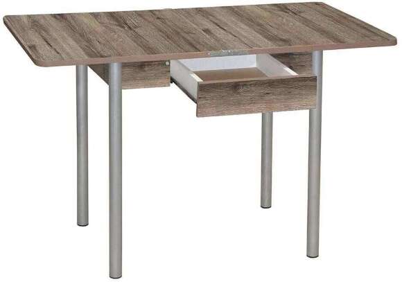 Эко 80х60 стол обеденный раскладной с ящиком / велингтон/металлик