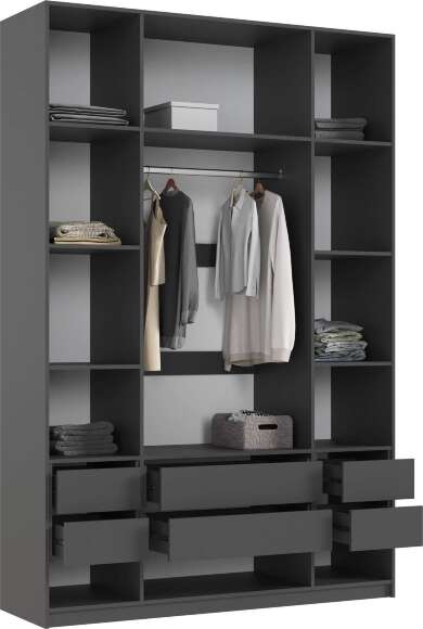 Марвэл Шкаф 4-х ств. (1600) (Браш Графит, Графит) Марвэл Шкаф 4-х ств. (1600) (Браш Графит, Графит)