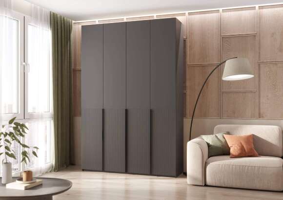 Марвэл Шкаф 4-х ств. (1600) (Браш Графит, Графит) Марвэл Шкаф 4-х ств. (1600) (Браш Графит, Графит)