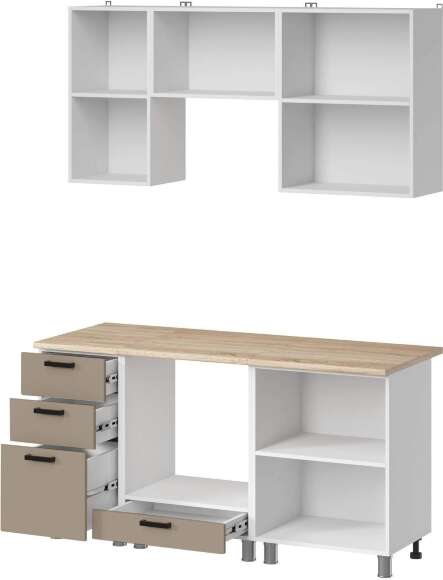 МК Аленушка 1,6м в.7 Орешник Матовый Вижен,скоба черный,сонома