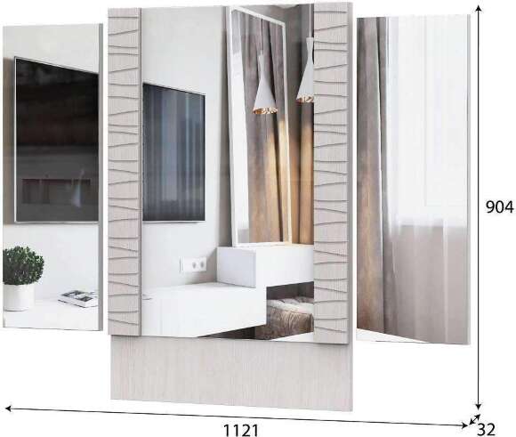 Зеркало для туалетного стола "Гамма 20" Ясень анкор  светлый, Сандал светлый