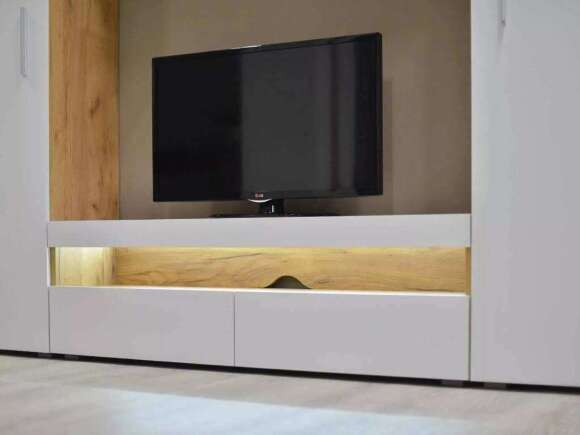 Альба шкаф-пенал Дуб Крафт золотой/Белый премиум