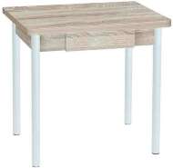 Эко 80х60 стол обеденный раскладной с ящиком / Дуб сонома/белый