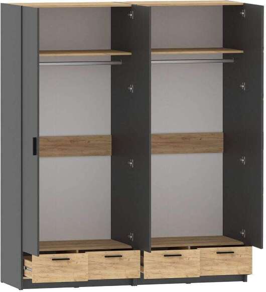 Спальня Оттавия 6 с зеркалами Антрацит / Дуб золотой Спальня Оттавия 6 с зеркалами Антрацит / Дуб золотой