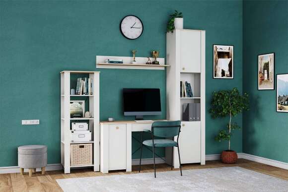 Стеллаж Джастин 13.354, Белый шагрень Стеллаж Джастин 13.354, Белый шагрень