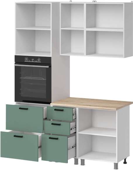 МК Аленушка 1,6м ПД 2 Орешник Матовая Мята,скоба черный,сонома