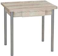 Эко 80х60 стол обеденный раскладной с ящиком / Дуб сонома/металлик
