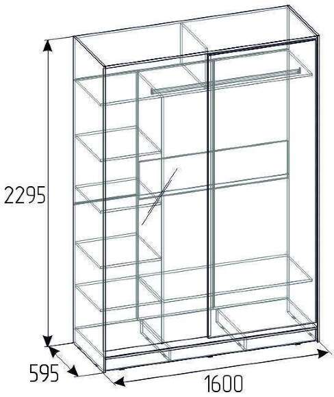 Шкаф-купе 1600 с зеркалом Домашний Глазов-мебель (Ясень Анкор светлый)