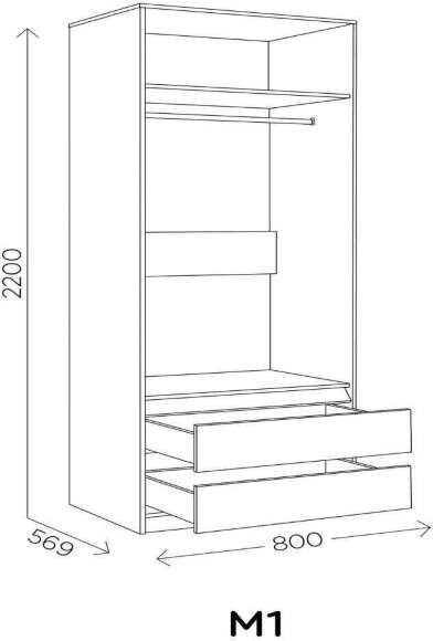 Агата М1 Шкаф-2х дверный Белый Агата М1 Шкаф-2х дверный Белый