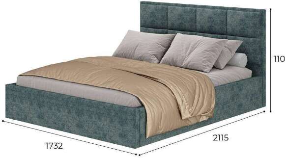 Кровать 160х200 с реечным настилом Линда, морская волна