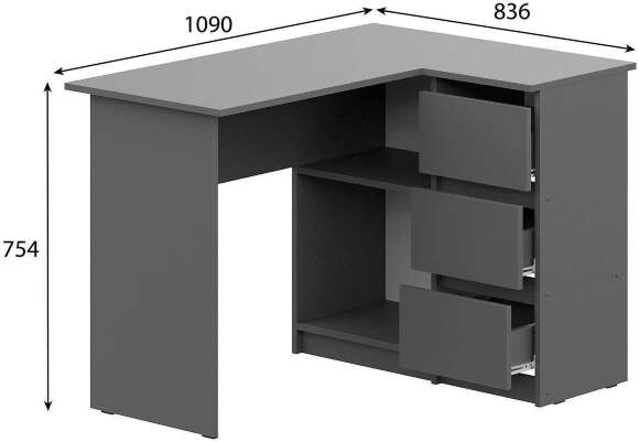 Денвер стол угловой / Графит серый Денвер стол угловой / Графит серый