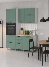 МК Аленушка 1,6м ПД 2 Орешник Матовая Мята,скоба черный,сонома (без столешницы)