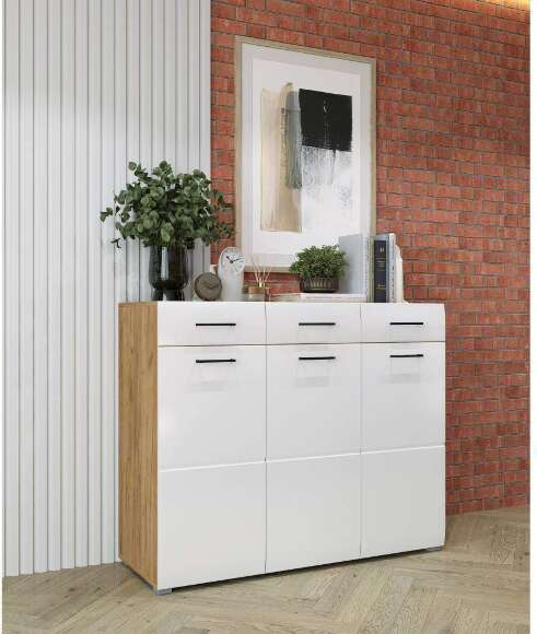 Спальня Ненси, дуб золотой крафт/белый глянец Спальня Ненси, дуб золотой крафт/белый глянец