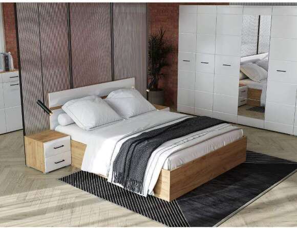 Спальня Ненси, дуб золотой крафт/белый глянец Спальня Ненси, дуб золотой крафт/белый глянец