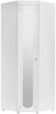 Шкаф угловой (гл.410) с зеркалом Афина АФ-66 белое дерево