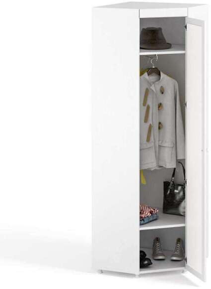 Шкаф угловой (гл.410) с зеркалом Афина АФ-66 белое дерево