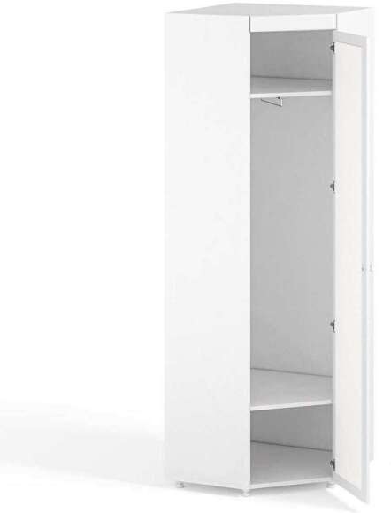 Шкаф угловой (гл.410) с зеркалом Афина АФ-66 белое дерево