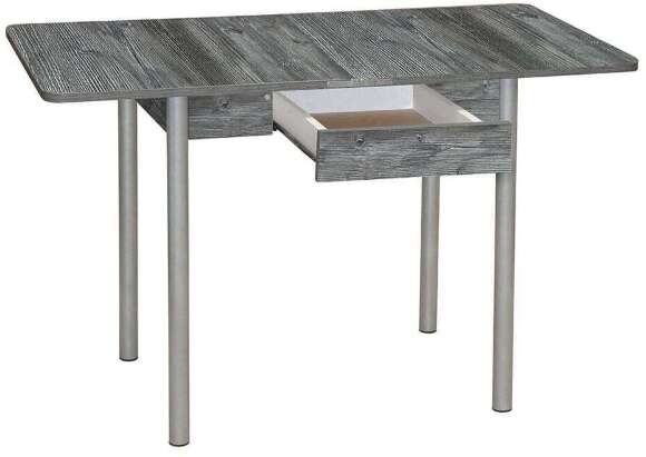 Эко 80х60 стол обеденный раскладной с ящиком / пасадена/металлик