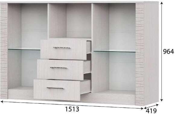 Комод - витрина "Гамма 20" Ясень анкор  светлый, Сандал светлый Комод - витрина "Гамма 20" Ясень анкор  светлый, Сандал светлый