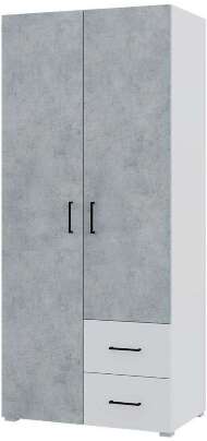 Шкаф двухдверный с ящиками Victor, белый/бетон Шкаф двухдверный с ящиками Victor, белый/бетон
