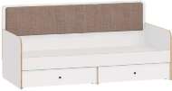 Кровать Вуди 11.02, Белый премиум, Дуб Золотой, Савана латте