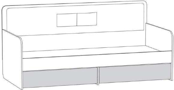 Кровать Вуди 11.02, Белый премиум, Дуб Золотой, Савана латте