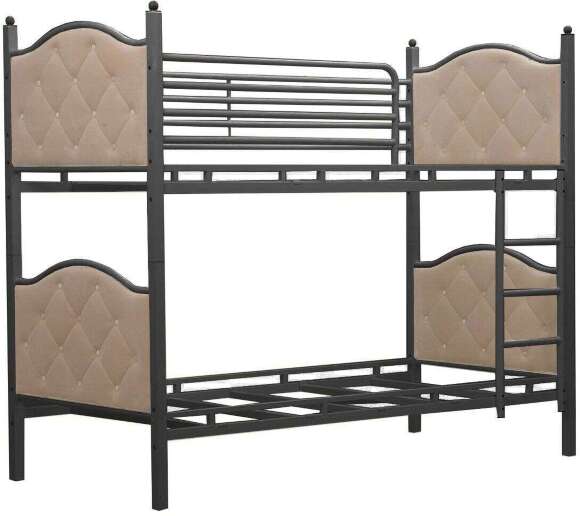 Кровать двухъярусная Лиана 42.32-01 Металл черный/велюр конфетти крем