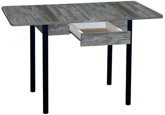 Эко 80х60 стол обеденный раскладной с ящиком / пасадена/черный