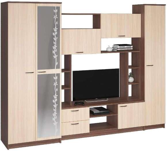 Стенка в гостиную Марта-11, ясень шимо темный/ясень шимо светлый