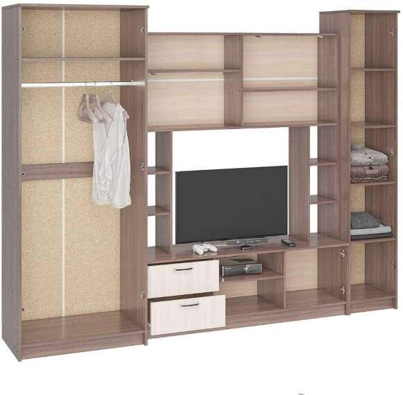 Стенка в гостиную Марта-11, ясень шимо темный/ясень шимо светлый