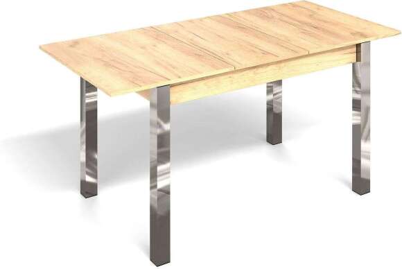 Стол раздвижной с вставкой Милан-3 Дуб Крафт золотой / Хром