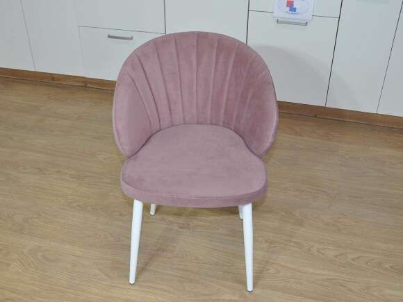 Стул З / белый / велюр пыльная роза