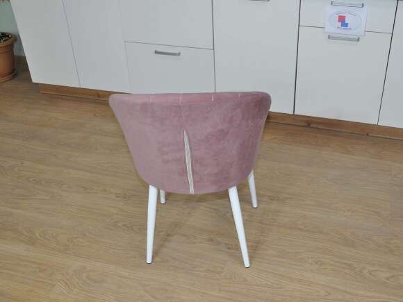 Стул З / белый / велюр пыльная роза