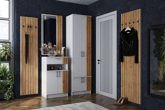 Тумба с зеркалом Кано КПТ, Белый, Дуб крафт золотой