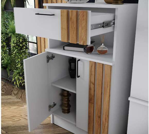 Тумба с зеркалом Кано КПТ, Белый, Дуб крафт золотой