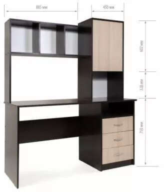 Стол компьютерный СК-9 венге/ясень шимо светлый