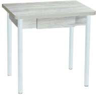 Эко 80х60 стол обеденный раскладной с ящиком / Ясень светлый/белый