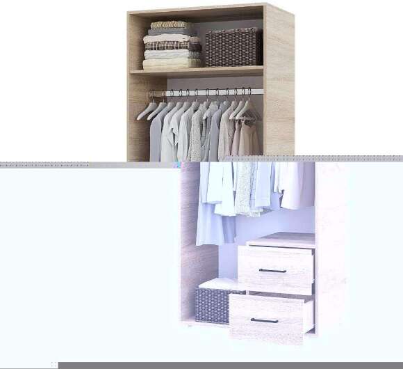 Шкаф двухдверный с ящиками Victor, дуб сонома/белый