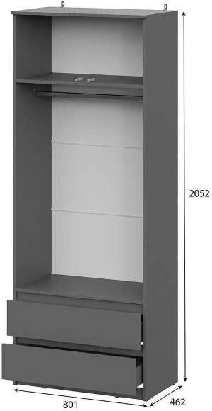 Денвер шкаф двухстворчатый с ящиками / Графит серый