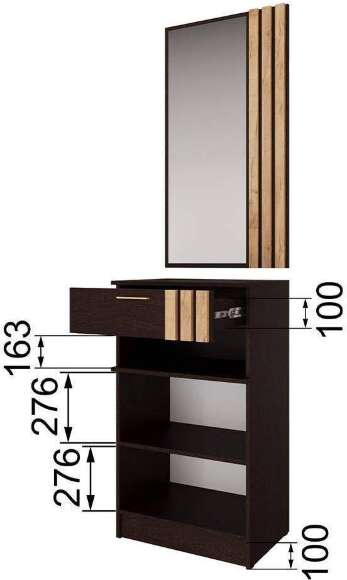 Тумба с зеркалом Кано КПТ, Венге, Дуб крафт золотой