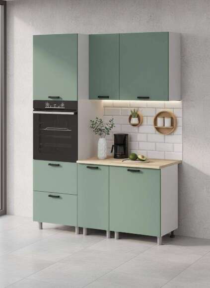 МК Аленушка 1,6м ПД Орешник Матовая Мята,скоба черный,сонома