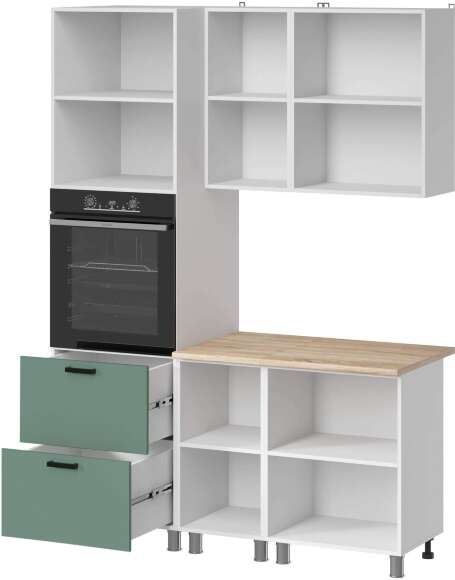 МК Аленушка 1,6м ПД Орешник Матовая Мята,скоба черный,сонома