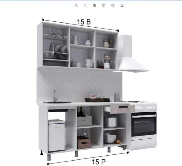 Кухня Танго 1.5м.,Белый;Дуб Шале Кухня Танго 1.5м.,Белый;Дуб Шале