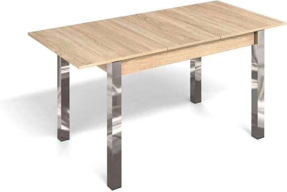 Стол раздвижной с вставкой Милан-3 Дуб Сонома / Хром